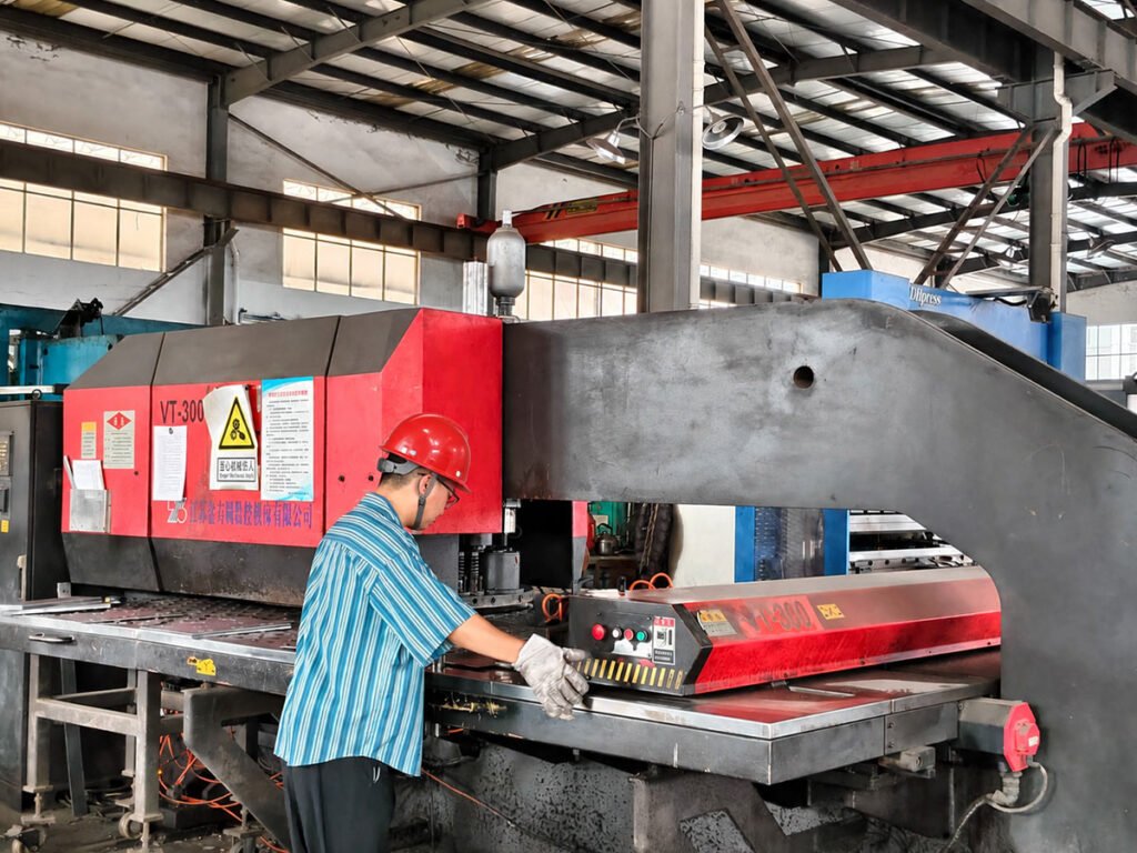 Freight elevator component processing at the FEIYA manufacturing facility