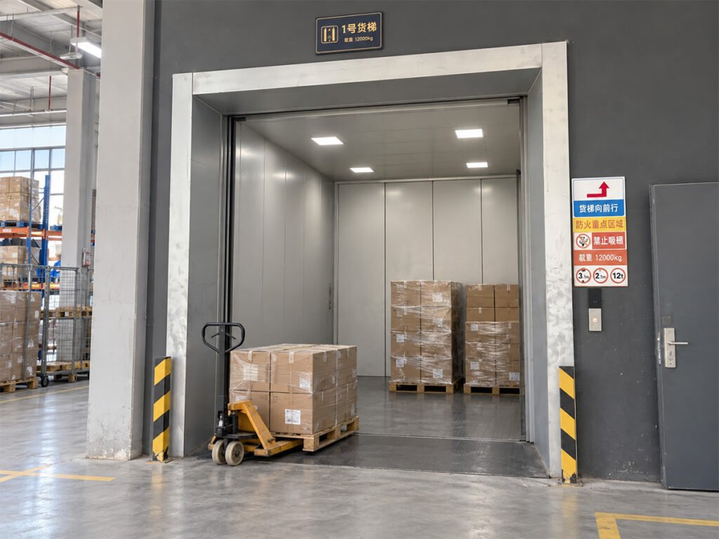 FEIYA heavy-duty freight elevator project at an industrial facility in Jinhua, China