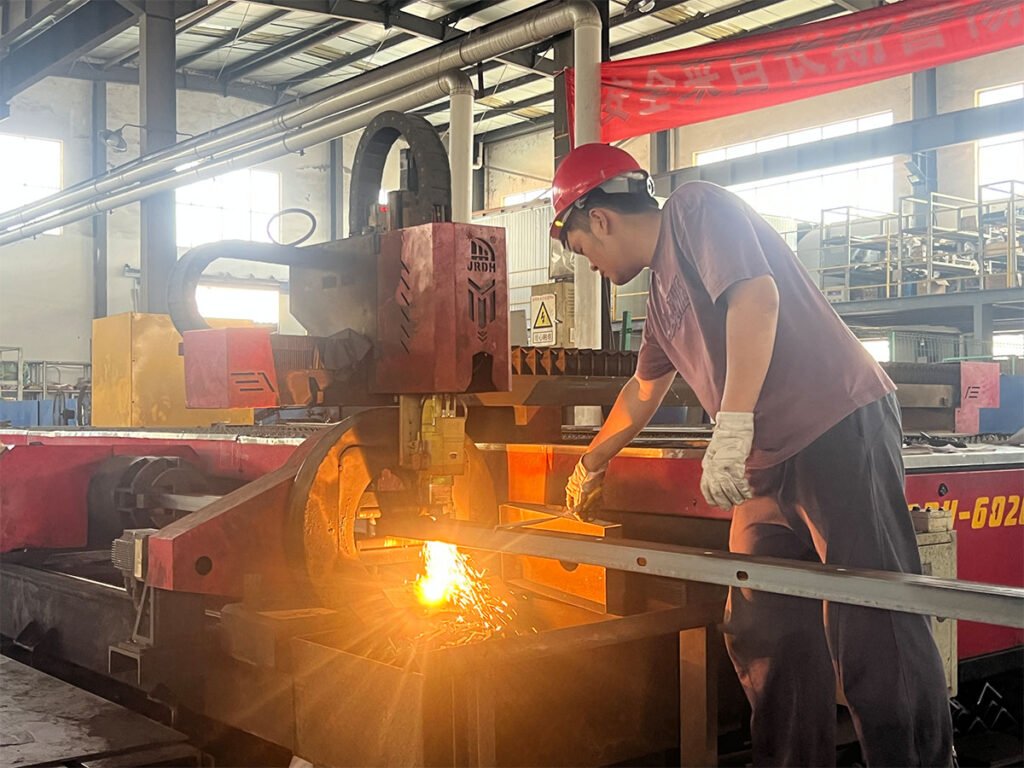 Elevator component processing at FEIYA's manufacturing facility in Jinhua, China