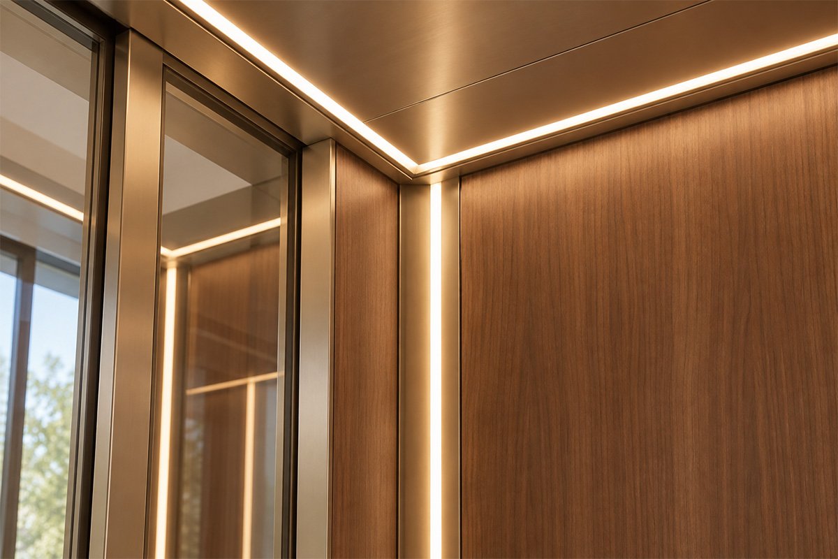 FEIYA villa elevator interior with coordinated residential finishes